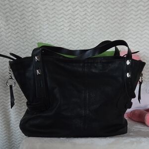 Francesco Biasia Black Leather Tote Bag 18"W X 13"H X 3 1/2"D